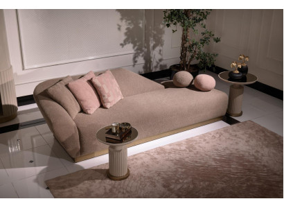 Chaise longue group sofa side tables upholstery fabric modern 3-piece set